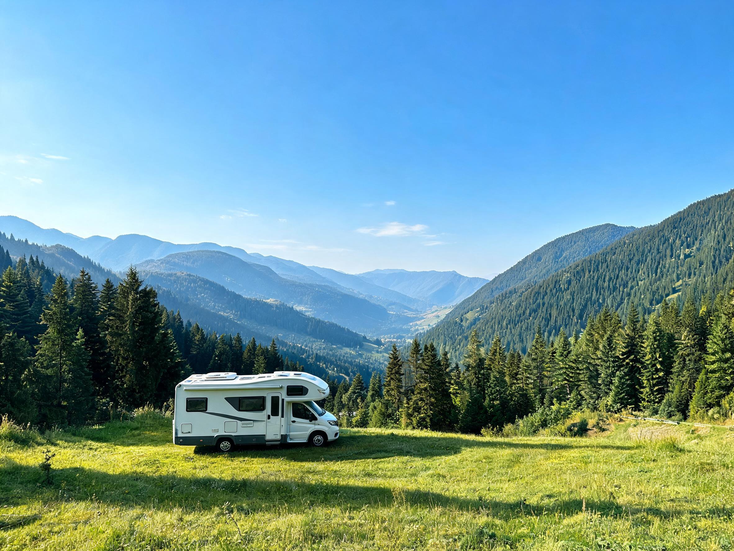 Autorulota parcata la camping in muntii din apropierea Sibiului